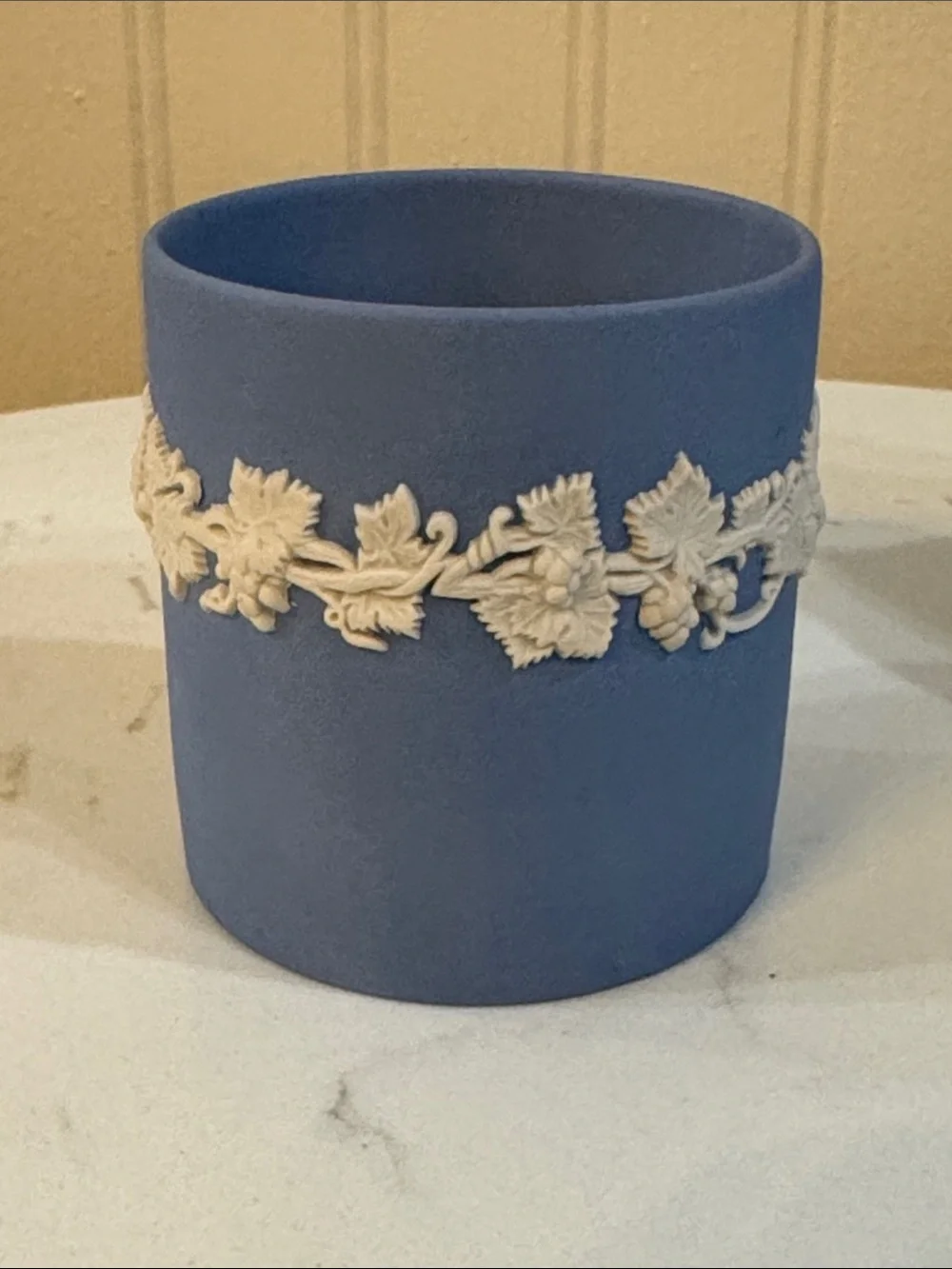 Set of 2 Vtg Jasperware Wedgewood Bud Vase Cherub and Toothpick Cigarette Holder